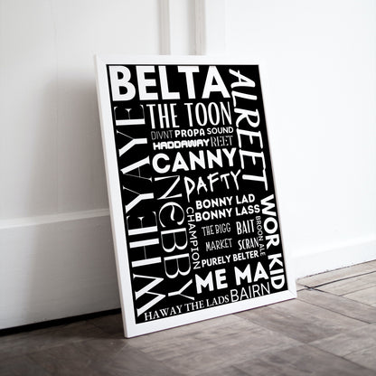 Geordie Word Mashup // Geordie Words // Geordie Dialect // Geordie Slang // Newcastle Dialect // The Toon // Belta Print