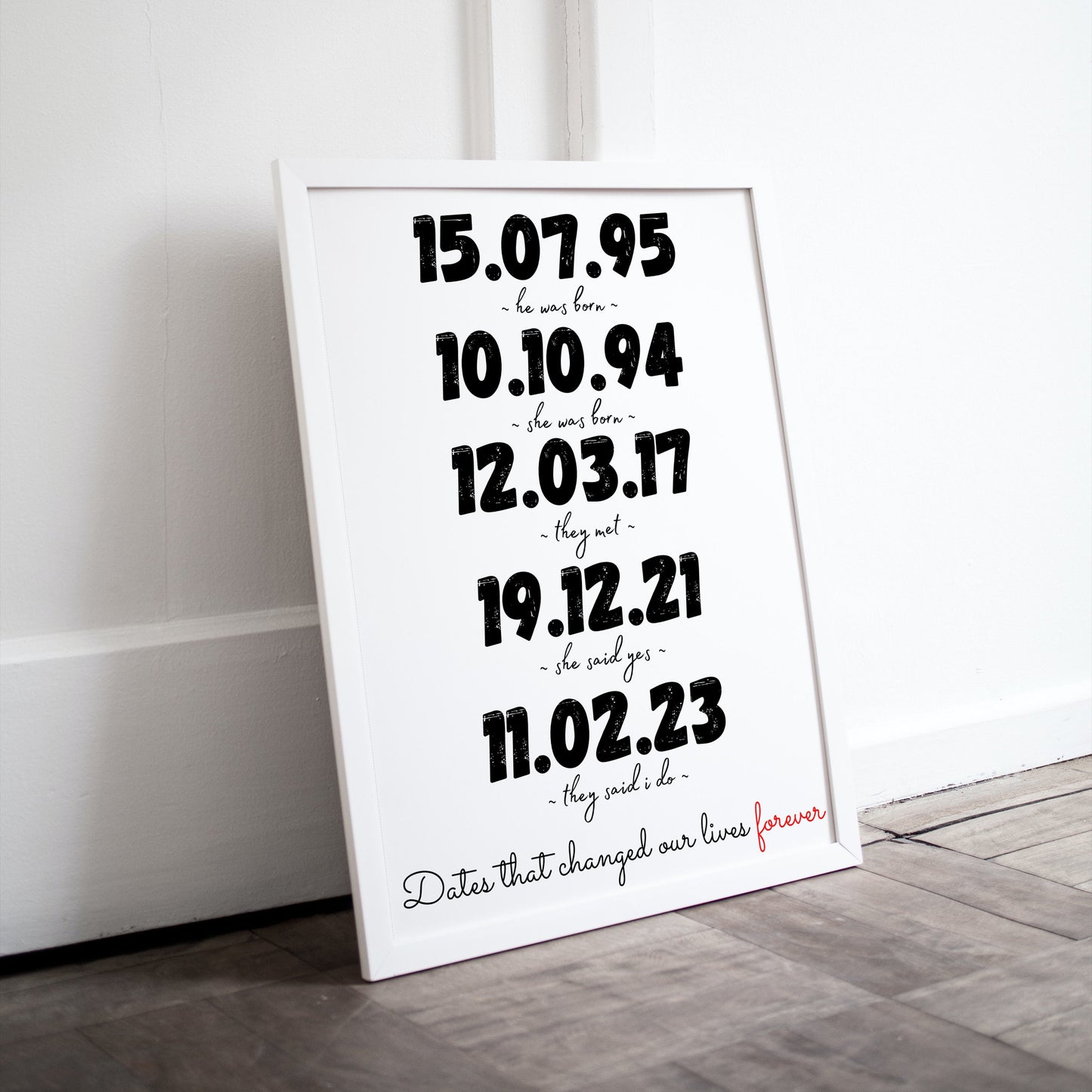 Cute Couples Date Print // Couples Print // Significant Dates // Relationship Print // Marriage Print // Engaged Print // I do print