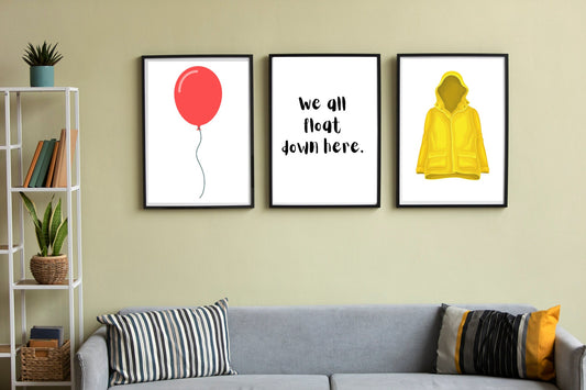 We all float down here print // IT Print // Pennywise print // Horror // Horror Print // Pennywise // IT // Horror Art // Horror Decor