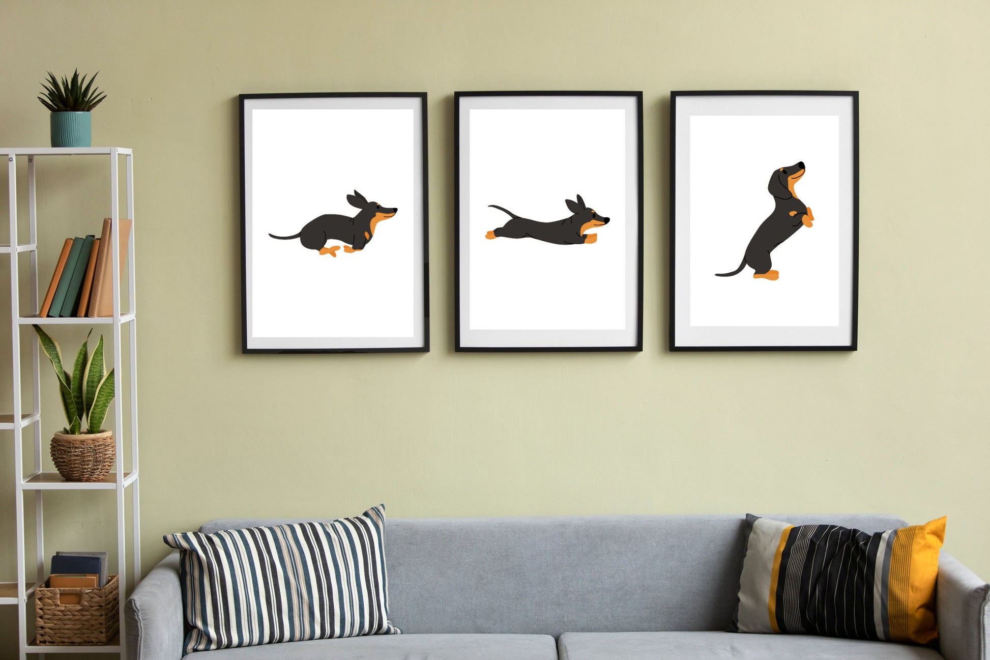 Sausage Dog Triple Print // Pet Print // Pet Art // Family Pet // Sausage Dog // Dog Art // Dog // Pet // Pets // Dachshund / Dachshund Art