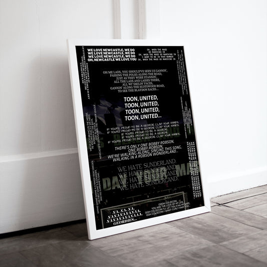 Newcastle Chants Print // NUFC Print // St James' Park // Eddie Howe // Newcastle First Team // NUFC Art // Newcastle // Sunderland