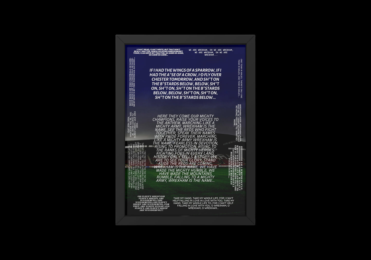 Wrexham Football Club Chants Print // Wrexham Print // Ben Foster // Ryan Renyolds // Paul Mullin // Wrexham FC // Welcome To Wrexham