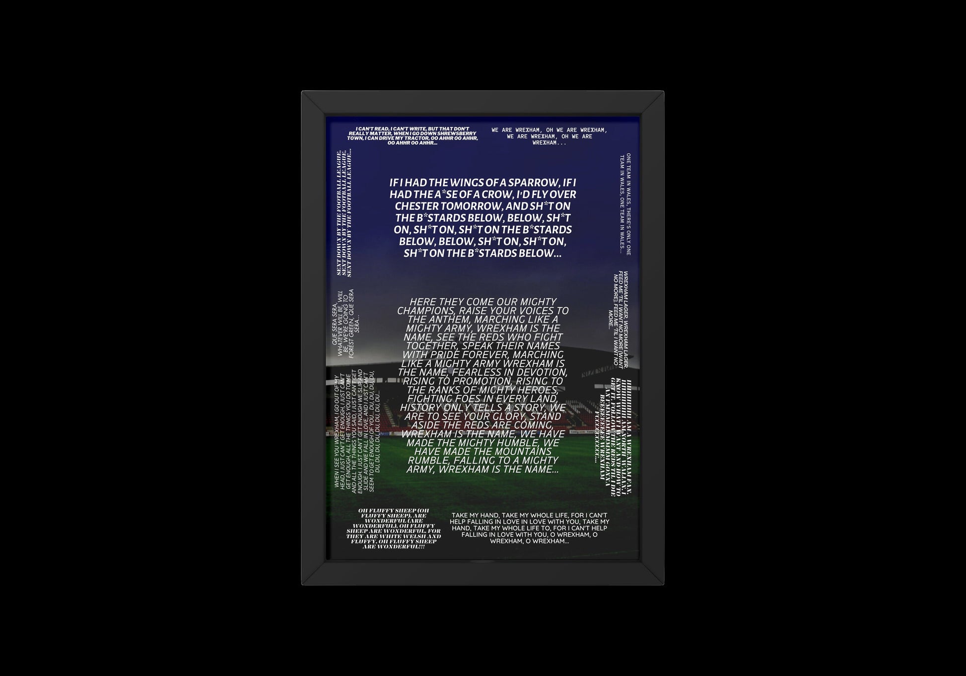 Wrexham Football Club Chants Print // Wrexham Print // Ben Foster // Ryan Renyolds // Paul Mullin // Wrexham FC // Welcome To Wrexham