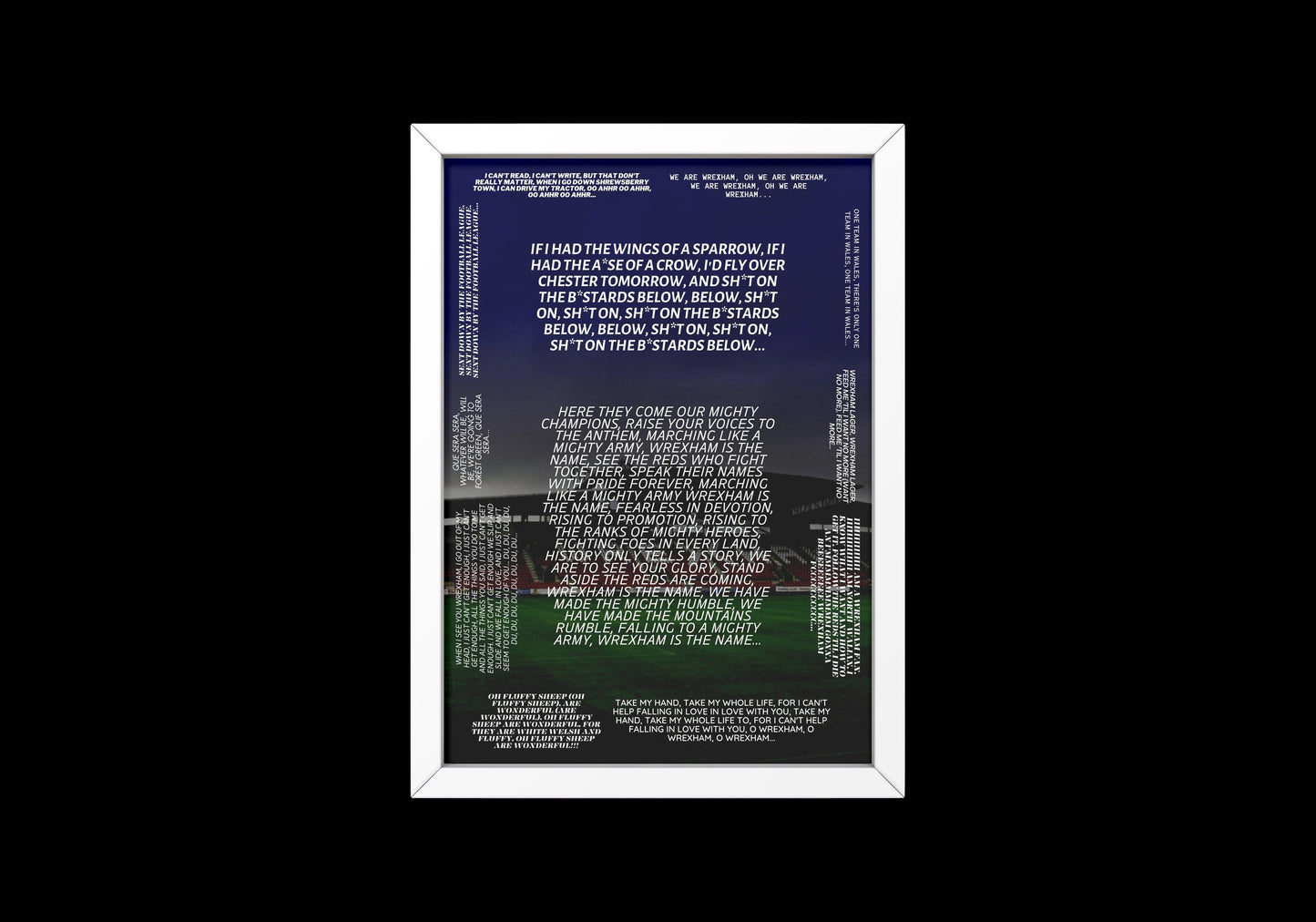 Wrexham Football Club Chants Print // Wrexham Print // Ben Foster // Ryan Renyolds // Paul Mullin // Wrexham FC // Welcome To Wrexham
