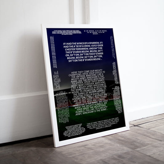 Wrexham Football Club Chants Print // Wrexham Print // Ben Foster // Ryan Renyolds // Paul Mullin // Wrexham FC // Welcome To Wrexham